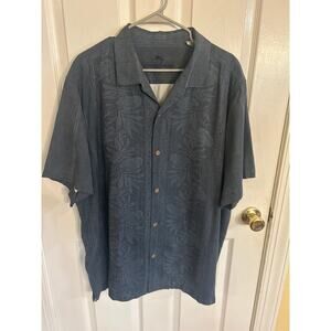 Tommy Bahama Green/Blue Silk Floral Button Up Hawaiian Camp Shirt Size XXL